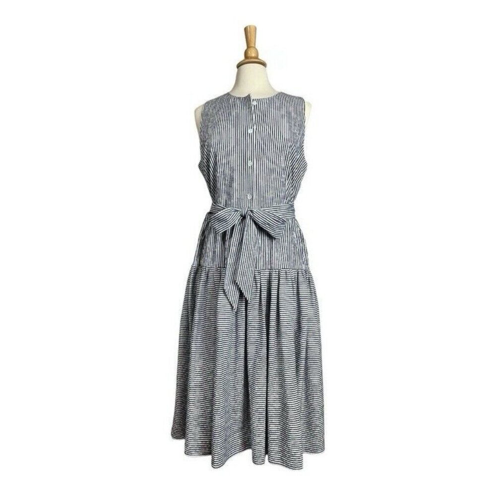 Alex Marie Navy and White Striped Sleeveless Maxi Dress